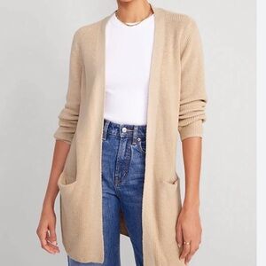 Old Navy Longline Open Front Sweater 3X Oatmeal Heather Cardigan Ribbed Cozy